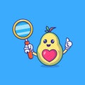 Cute Avocado Holding Magnifying Glass Mascot Character Vector Icon Illustration Royalty Free Stock Photo