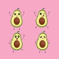 Cute avocado illustrator vektor with funny expression