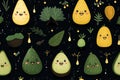 cute avocados on a black background