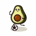 Cute avocados mascot in sport game pose