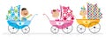 Cute Babies in baby strollers