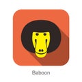 Cute baboon face flat icon design, vector illustration