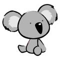 Baby koala cartoon crayon drawing style illustration