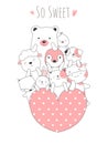 Cute baby animal cartoon hand drawn style,for printing,card, t shirt,banner,product.