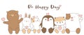 Cute baby animal cartoon hand drawn style for printing, card.vector