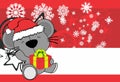 Cute baby mouse cartoon holding gift box xmas background Royalty Free Stock Photo