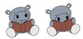 Cute hippo cartoon reading book collection set Royalty Free Stock Photo