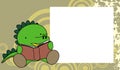 Crocodile kawaii character cartoon reading book picture frame background illustration Royalty Free Stock Photo