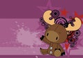 Cute baby moose plush cartoon background Royalty Free Stock Photo