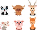 Cute Baby Animals Cartoon Characters. Vector Flat Design Collection Set Royalty Free Stock Photo