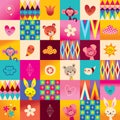 Cute baby animals kids seamless pattern Royalty Free Stock Photo
