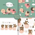 Cute baby animals seamless pattern,for fabrics, textiles, children`s wear, wrapping paper