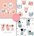 Cute baby animals seamless pattern,for fabrics, textiles, children`s wear, wrapping paper Royalty Free Stock Photo