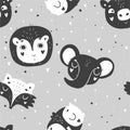 Cute baby animals seamless pattern, nursery isolated illustration for children clothing.