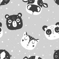 Cute baby animals seamless pattern, nursery isolated illustration for children clothing.