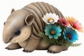 Cute Baby Armadillo kawaii cute big eye isolate on white background