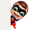 cute baby as a superhero with white board Royalty Free Stock Photo