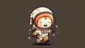 Cute baby astronaut chibi picture. Cartoon happy characters