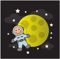 Cute baby astronaut and moon Royalty Free Stock Photo