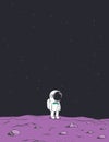 Cute baby astronaut stands alone