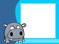 Grumpy little hippopotamus cartoon expression background Royalty Free Stock Photo