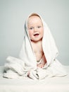 Cute Baby after Bath, Parental Care Concept.