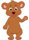 Cute baby bear cartoon waving hand Royalty Free Stock Photo