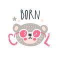 Cute baby bear. Hand drawn vector illustration. For kid`s or baby`s shirt design, fashion print design, graphic, t-shirt