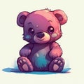 Cute Baby Bear On White Background Logo Digital Art. Generative AI Royalty Free Stock Photo