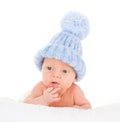 Cute baby in bobble hat Royalty Free Stock Photo