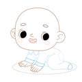 Cute baby boy crawling, Coloring book for children Royalty Free Stock Photo