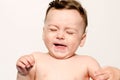 Cute baby boy crying. Royalty Free Stock Photo