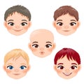 Cute Baby Boy Face Collection Cartoon Character Vector