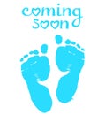 Cute baby boy footprints, design Baby shower card vector illustration Royalty Free Stock Photo
