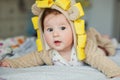 Cute baby boy in lion costume Royalty Free Stock Photo