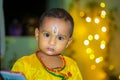 Cute Baby Boy on load krishna getup for krishna festival. Baby Boy Dressed Up As Little Krishna