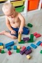 Cute baby boy playing with building blocks Royalty Free Stock Photo