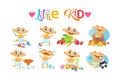 Cute Baby Boy Set Toddler Happy Cartoon Infant In Diaper Collection Royalty Free Stock Photo