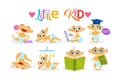 Cute Baby Boy Set Toddler Happy Cartoon Infant In Diaper Collection Royalty Free Stock Photo