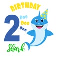 Cute baby boy shark birthday card illustration Royalty Free Stock Photo