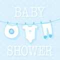 Cute baby boy shower ivitation card Royalty Free Stock Photo