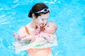 Cute baby boy in swimming pool with his mother Royalty Free Stock Photo