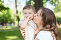 Cute baby boy less 1 year with his mom Royalty Free Stock Photo