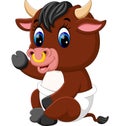 Cute baby bull cartoon