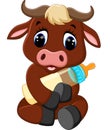 Cute baby bull cartoon