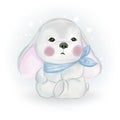 Cute baby bunny watercolor illustration Royalty Free Stock Photo
