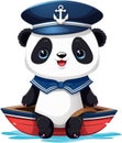 Cute baby cartoon Panda in sailor costume