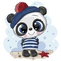 Baby cartoon Panda in sailor costume