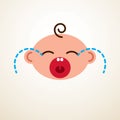 Cute baby cartoon vector flat icon, sad crying . Royalty Free Stock Photo