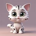 Cute baby cat kitty with big eyes lovely little animal 3d rendering cartoon character illustration